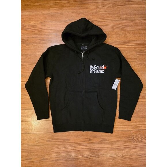 Squid Game Zip-up Hoodie Mens Size M Black Market Netflix Pacsun Heavyweight NWT - Picture 2 of 9